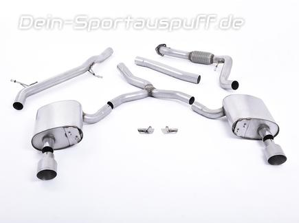 Milltek Edelstahl Duplex Racing-Komplettanlage ab Kat Audi A4 B9 2.0l TFSI quattro je 100mm rund doppelwandig abgeschrägt Titan matt
