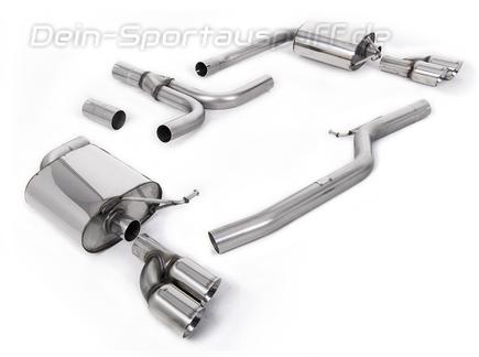 Milltek Edelstahl Duplex Racing-Komplettanlage ab Kat Audi A5 B8 Coupe, Cabrio 3.0l TDI quattro je 2x80mm rund doppelwandig abgeschrägt