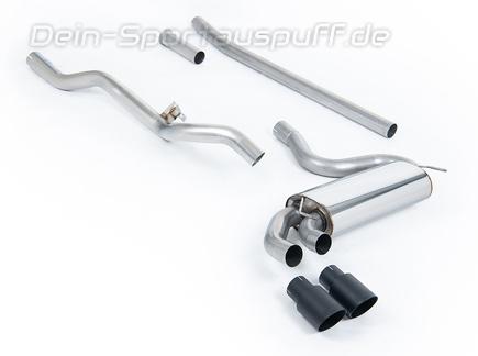 Milltek Edelstahl Racing-Komplettanlage ab Krümmer Audi Urquattro 2x 90mm rund doppelwandig abgeschrägt in schwarz