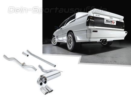 Milltek Edelstahl Racing-Komplettanlage ab Krümmer Audi Urquattro 2x90mm rund doppelwandig abgeschrägt