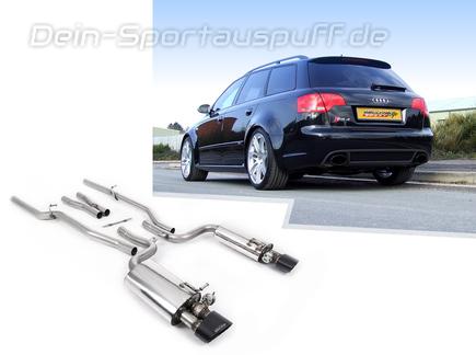 Milltek Edelstahl Duplex Racing-Komplettanlage ab Kat Audi RS4 B7 je 155x100mm oval eingerollt abgeschrägt in schwarz