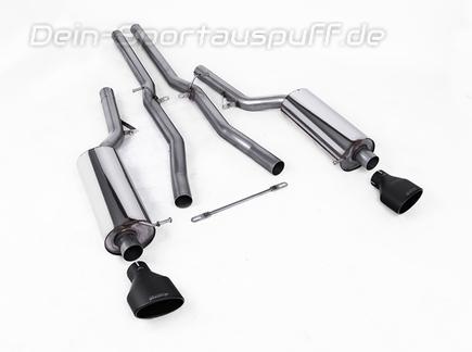 Milltek Edelstahl Duplex Racing-Komplettanlage ab Kat Audi RS6 C5 Typ 4B je 150x95mm oval eingerollt abgeschrägt in schwarz