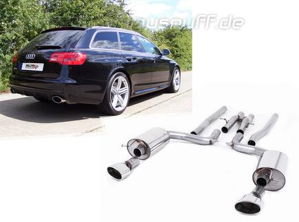 Milltek Edelstahl Duplex Racing-Komplettanlage ab Kat Audi RS6 C6 Typ 4F je 1x oval eingerollt abgeschrägt