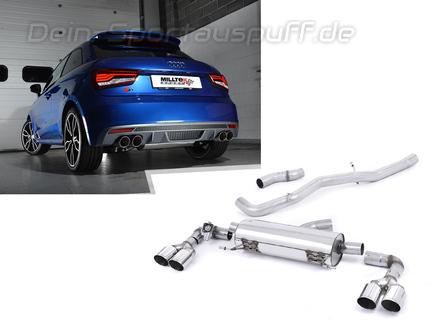 Milltek Edelstahl Duplex Racing-Komplettanlage ab Kat Audi S1 inkl. Sportback Typ 8X je 2x90mm rund scharfkantig abgeschrägt