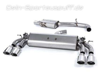 Milltek Edelstahl Duplex Sportauspuff-Komplettanlage ab Kat inkl. Klappensteuerung Audi S3 8V Sportback je 2x104x80mm oval eingerollt abgeschrägt