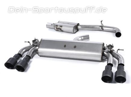 Milltek Edelstahl Duplex Sportauspuff-Komplettanlage ab Kat inkl. Klappensteuerung Audi S3 8V Sportback je 2x100mm rund doppelwandig abgeschrägt schwarz