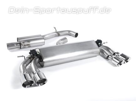 Milltek Edelstahl Duplex Sportauspuff-Komplettanlage ab Kat inkl. Klappensteuerung Audi S3 8V Sportback je 2x100mm rund doppelwandig abgeschrägt