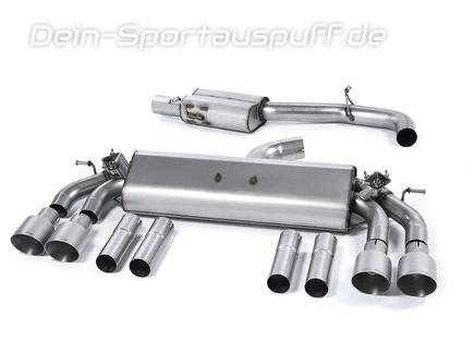 Milltek Edelstahl Duplex Sportauspuff-Komplettanlage ab Kat inkl. Klappensteuerung Audi S3 8V Limo, Cabrio je 2x100mm rund doppelwandig abgeschrägt Titan matt