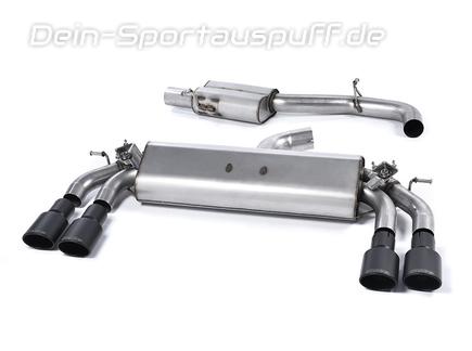 Milltek Edelstahl Duplex Sportauspuff-Komplettanlage ab OPF inkl. Klappensteuerung Audi S3 8V je 2x104x80mm oval eingerollt abgeschrägt schwarz (Bj. 2019-2020)
