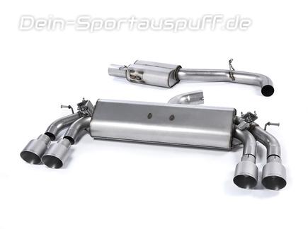 Milltek Edelstahl Duplex Sportauspuff-Komplettanlage ab OPF inkl. Klappensteuerung Audi S3 8V je 2x100mm rund doppelwandig abgeschrägt Titan matt (Bj. 2019-2020)