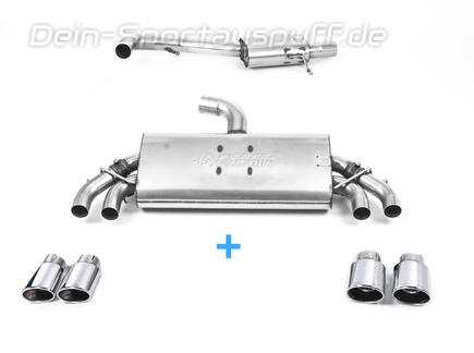 Milltek Edelstahl Duplex Sportauspuff-Komplettanlage ab OPF Audi S3 8V Sportback je 2x104x80mm oval eingerollt abgeschrägt (Bj. 2019-2020)