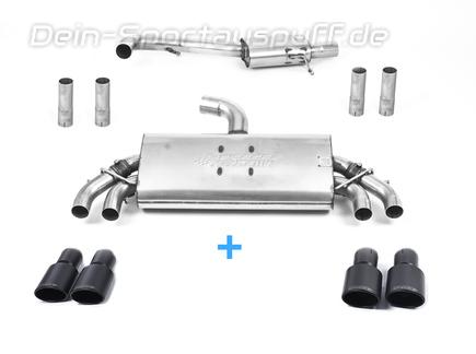 Milltek Edelstahl Duplex Sportauspuff-Komplettanlage ab OPF Audi S3 8V Limo, Cabrio je 2x104x80mm oval eingerollt abgeschrägt schwarz (Bj. 2019-2020)