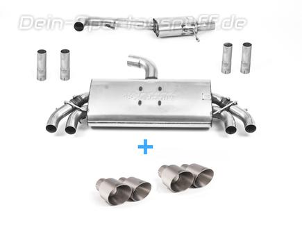Milltek Edelstahl Duplex Sportauspuff-Komplettanlage ab OPF Audi S3 8V Limo, Cabrio je 2x100mm rund doppelwandig abgeschrägt Titan matt (Bj. 2019-2020)