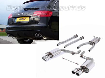 Milltek Edelstahl Duplex Racing-Komplettanlage ab Kat Audi S6 C6 Typ 4F je 2x80mm rund eingerollt abgeschrägt