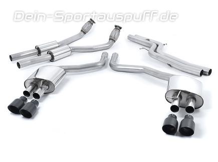 Milltek Edelstahl Duplex Racing-Komplettanlage ab Kat Audi S6 C7 Typ 4G je 2x 100mm rund doppelwandig abgeschrägt in schwarz