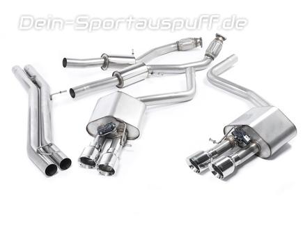 Milltek Edelstahl Duplex Racing-Komplettanlage ab Kat Audi S8 Typ D4 je 2x100mm rund doppelwandig abgeschrägt