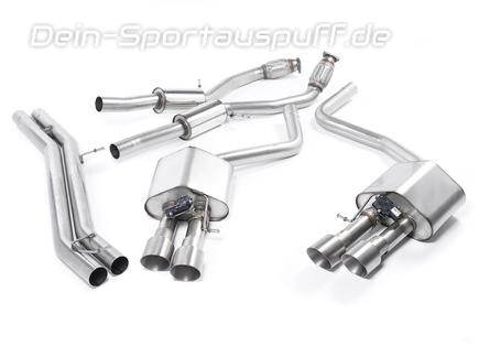 Milltek Edelstahl Duplex Racing-Komplettanlage ab Kat Audi S8 Typ D4 je 2x100mm rund doppelwandig abgeschrägt Titan matt