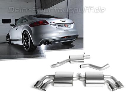 Milltek Edelstahl Duplex Sportauspuff-Komplettanlage ab Kat Audi TTS 8J je 2x rund eingerollt abgeschrägt