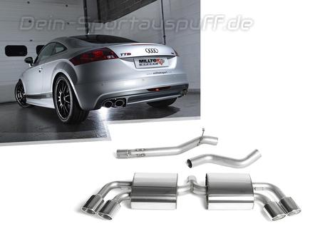 Milltek Edelstahl Duplex Racing-Komplettanlage ab Kat Audi TTS 8J je 2x rund eingerollt abgeschrägt