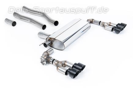 Milltek Edelstahl Duplex Sportauspuff-Komplettanlage ab OPF BMW 1er F40 128ti je 2x100mm rund doppelwandig abgeschrägt schwarz