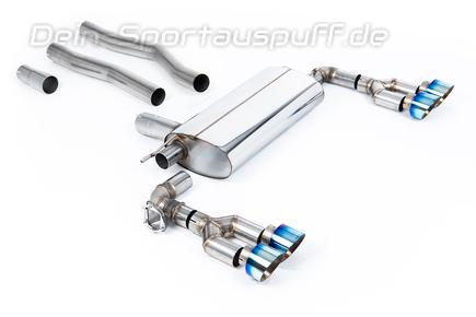Milltek Edelstahl Duplex Sportauspuff-Komplettanlage ab OPF BMW 1er F40 128ti je 2x100mm rund doppelwandig abgeschrägt Titan burned