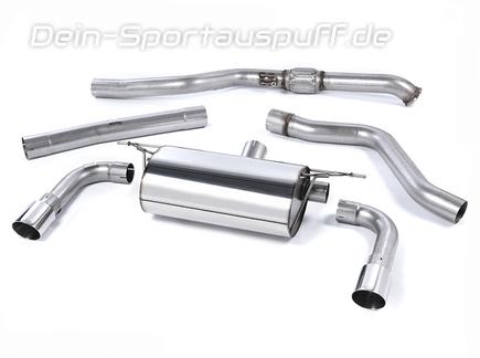 Milltek Edelstahl Duplex Sportauspuff-Komplettanlage ab Kat BMW 2er F22 M235i je 90mm rund doppelwandig abgeschrägt
