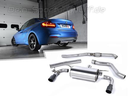 Milltek Edelstahl Duplex Racing-Komplettanlage ab Kat inkl. Klappensteuerung BMW 2er F22 M235i je 90mm rund doppelwandig abgeschrägt schwarz