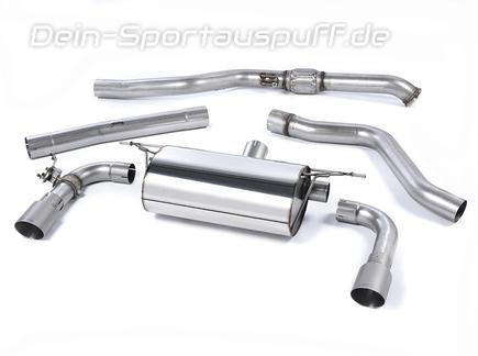 Milltek Edelstahl Duplex Racing-Komplettanlage ab Kat inkl. Klappensteuerung BMW 2er F22 M235i je 90mm rund doppelwandig abgeschrägt Titan matt