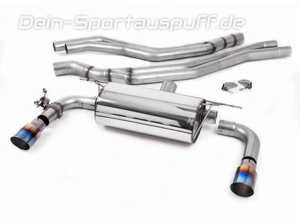 Milltek Edelstahl Duplex Racing-Komplettanlage ab Kat inkl. Klappensteuerung BMW 2er F22 M240i je 90mm rund doppelwandig abgeschrägt Titan burned