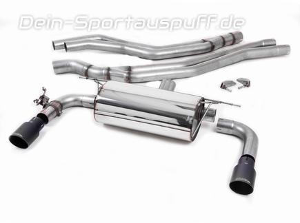Milltek Edelstahl Duplex Racing-Komplettanlage ab Kat inkl. Klappensteuerung BMW 2er F22 M240i je 90mm rund doppelwandig abgeschrägt schwarz