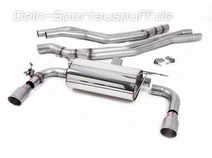 Milltek Edelstahl Duplex Racing-Komplettanlage ab Kat inkl. Klappensteuerung BMW 2er F22 M240i je 90mm rund doppelwandig abgeschrägt Titan matt