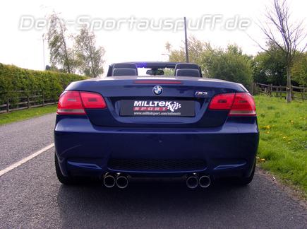 Milltek Edelstahl Duplex Sportauspuff-Komplettanlage ab Kat BMW 3er E90 E92 E93 M3 je 2x80mm rund doppelwandig