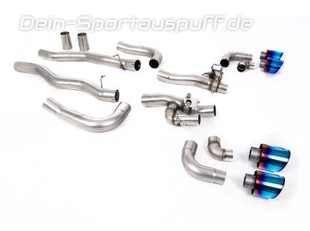 Milltek Edelstahl Duplex Racing-Komplettanlage ab OPF BMW 8er M8 je 2x115mm rund doppelwandig abgeschrägt Titan burned