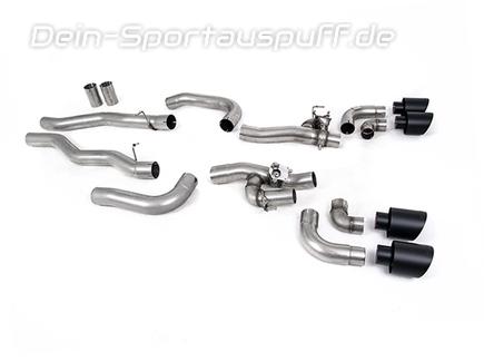Milltek Edelstahl Duplex Racing-Komplettanlage ab OPF BMW 8er M8 je 2x115mm rund doppelwandig abgeschrägt schwarz