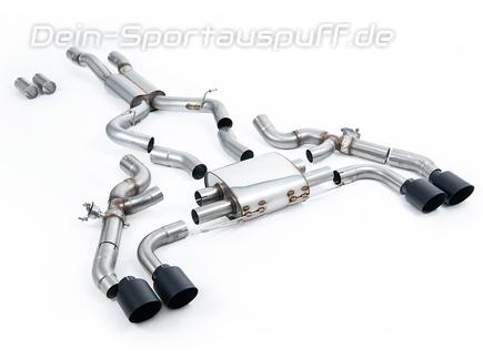Milltek Edelstahl Duplex Sportauspuff-Komplettanlage ab OPF BMW X3M F97 je 2x115mm rund doppelwandig abgeschrägt schwarz