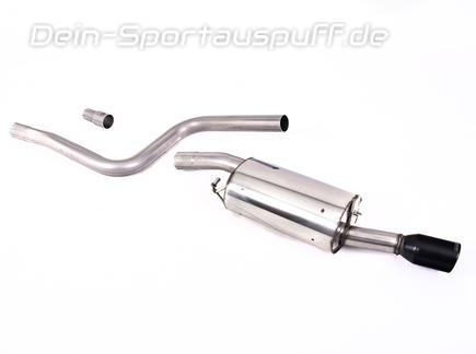 Milltek Edelstahl Sportauspuff-Komplettanlage ab Kat Ford Fiesta MK6 Typ JH1 1.6l 90mm rund eingerollt abgeschrägt schwarz