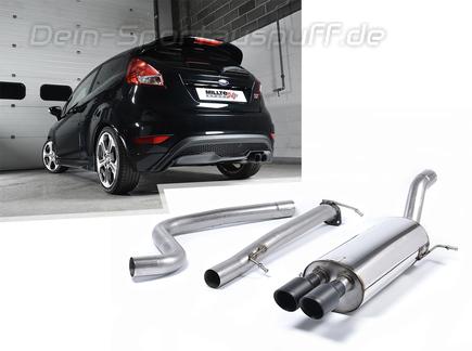 Milltek Edelstahl Racing-Komplettanlage ab Kat Ford Fiesta ST Mk7 2x80mm rund doppelwandig abgeschrägt in schwarz