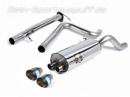 Milltek Edelstahl Racing-Komplettanlage ab Kat Ford Fiesta ST Mk7 2x80mm rund doppelwandig abgeschrägt Titan burned