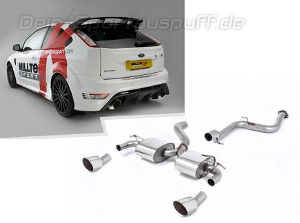 Milltek Edelstahl Duplex Racing-Komplettanlage ab Kat Ford Focus 2 RS je 1x DTM-Optik rund abgeschrägt