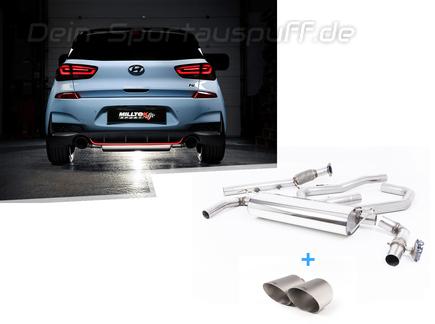 Milltek Edelstahl Duplex Racing-Komplettanlage inkl. OPF-Ersatz Hyundai i30 N Performance (Bj. 2019-2021) je 115mm rund doppelwandig abgeschrägt Titan matt