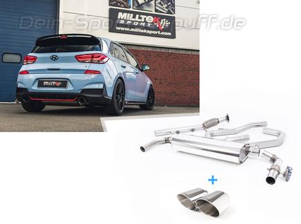 Milltek Edelstahl Duplex Racing-Komplettanlage inkl. OPF-Ersatz Hyundai i30 N (Bj. 2019-2021) je 115mm rund doppelwandig abgeschrägt