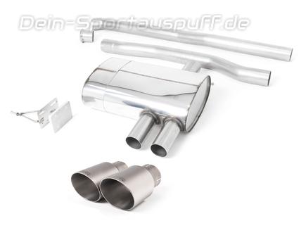 Milltek Edelstahl Racing-Komplettanlage inkl. OPF-Ersatz Mini F56 Cooper S inkl. JCW GP 2x90mm rund doppelwandig abgeschrägt Titan matt