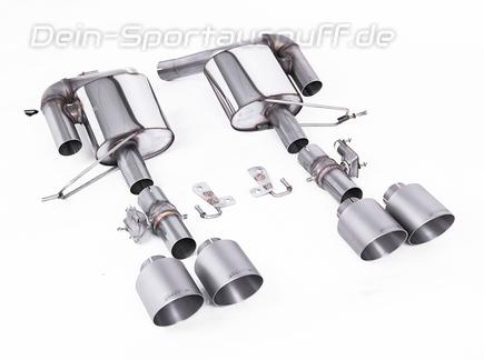 Milltek Edelstahl Duplex Sportauspuff inkl. Klappensteuerung Ranger Rover Sport 5.0 SVR (Typ L494) je 2x115mm rund doppelwandig abgeschrägt Titan matt