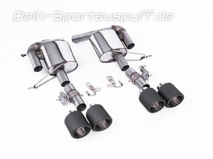 Milltek Edelstahl Duplex Sportauspuff inkl. Klappensteuerung Ranger Rover Sport 5.0 SVR (Typ L494) je 2x115mm rund eingerollt abgeschrägt Carbon