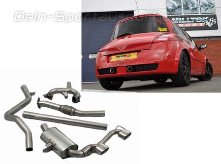 Milltek Edelstahl Mittig Racing-Komplettanlage inkl. Kat-Ersatz Renault Megane 2 2.0l RS 2x80mm rund doppelwandig