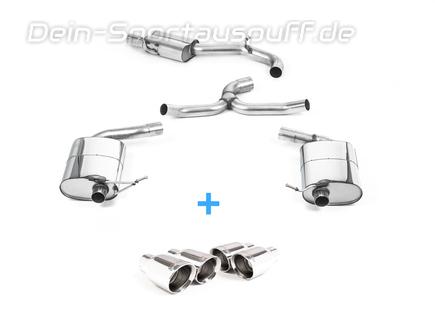 Milltek Edelstahl Duplex Sportauspuff-Komplettanlage ab OPF Seat Leon 5F ST Cupra 300 je 2x80mm rund doppelwandig abgeschrägt