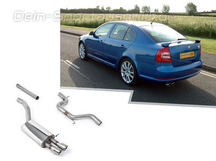Milltek Edelstahl Racing-Komplettanlage ab Kat Skoda Octavia RS Typ 1Z 2x76mm rund eingerollt abgeschrägt