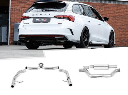 Milltek Edelstahl Ø80mm Duplex Racing-Komplettanlage ab OPF Skoda Octavia RS Typ NX für originalen Endrohrausgang