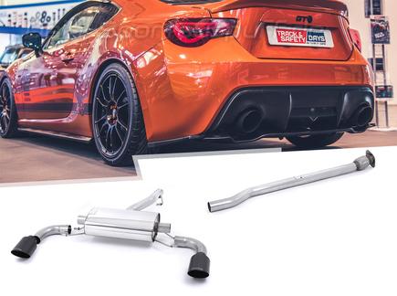 Milltek Edelstahl Duplex Racing-Komplettanlage ab Kat Toyota GT86 je 115mm rund doppelwandig abgeschrägt in schwarz