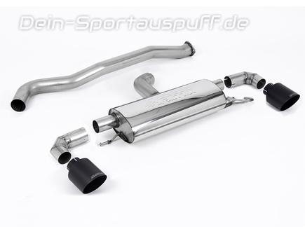 Milltek Edelstahl Duplex Racing-Komplettanlage ab OPF Toyota Yaris 1.6l GR Typ XP21 je 115mm rund doppelwandig abgeschrägt in schwarz